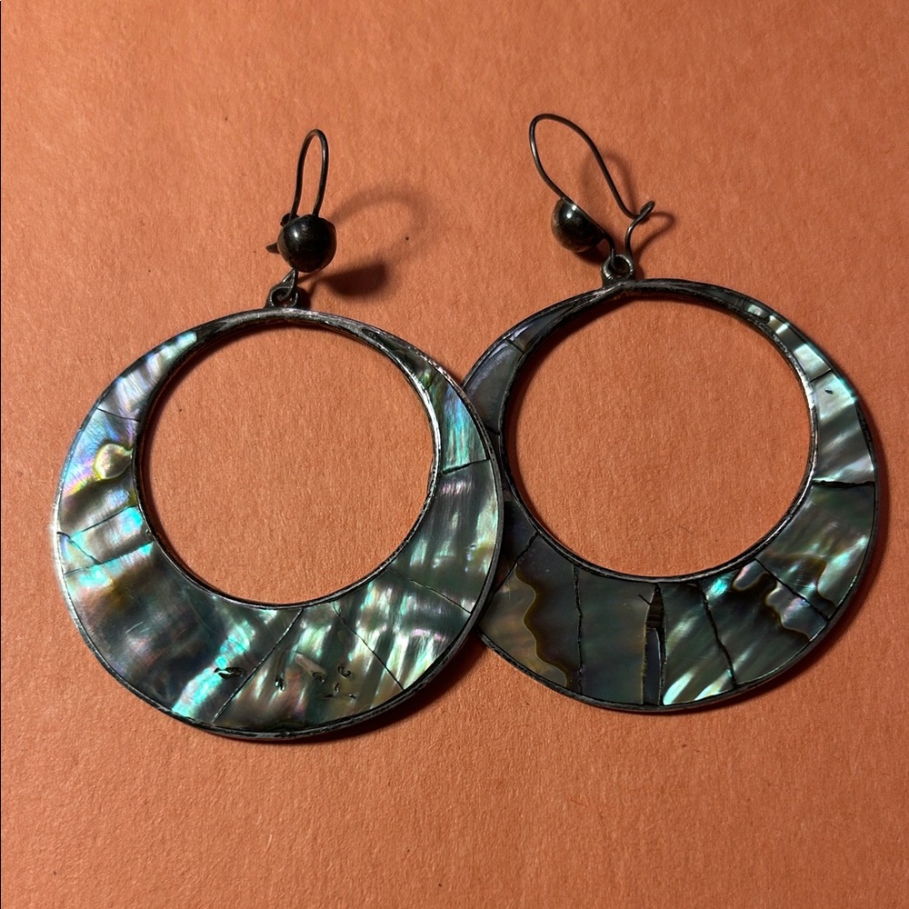 Elegant Abalone Shell Hoop Earrings